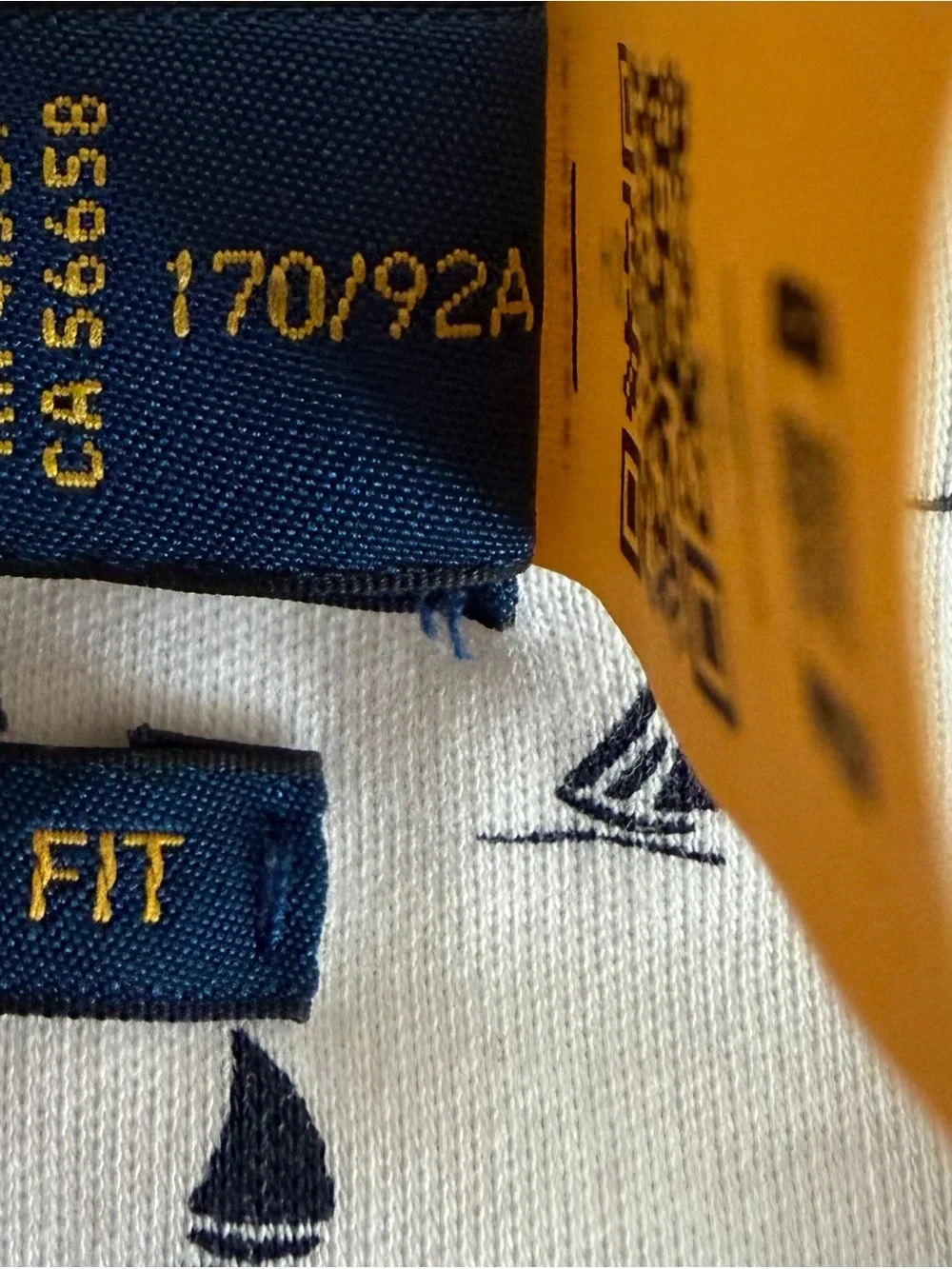 Polo by Ralph Lauren White Polo with Navy Sailboat Print and Gold Logo